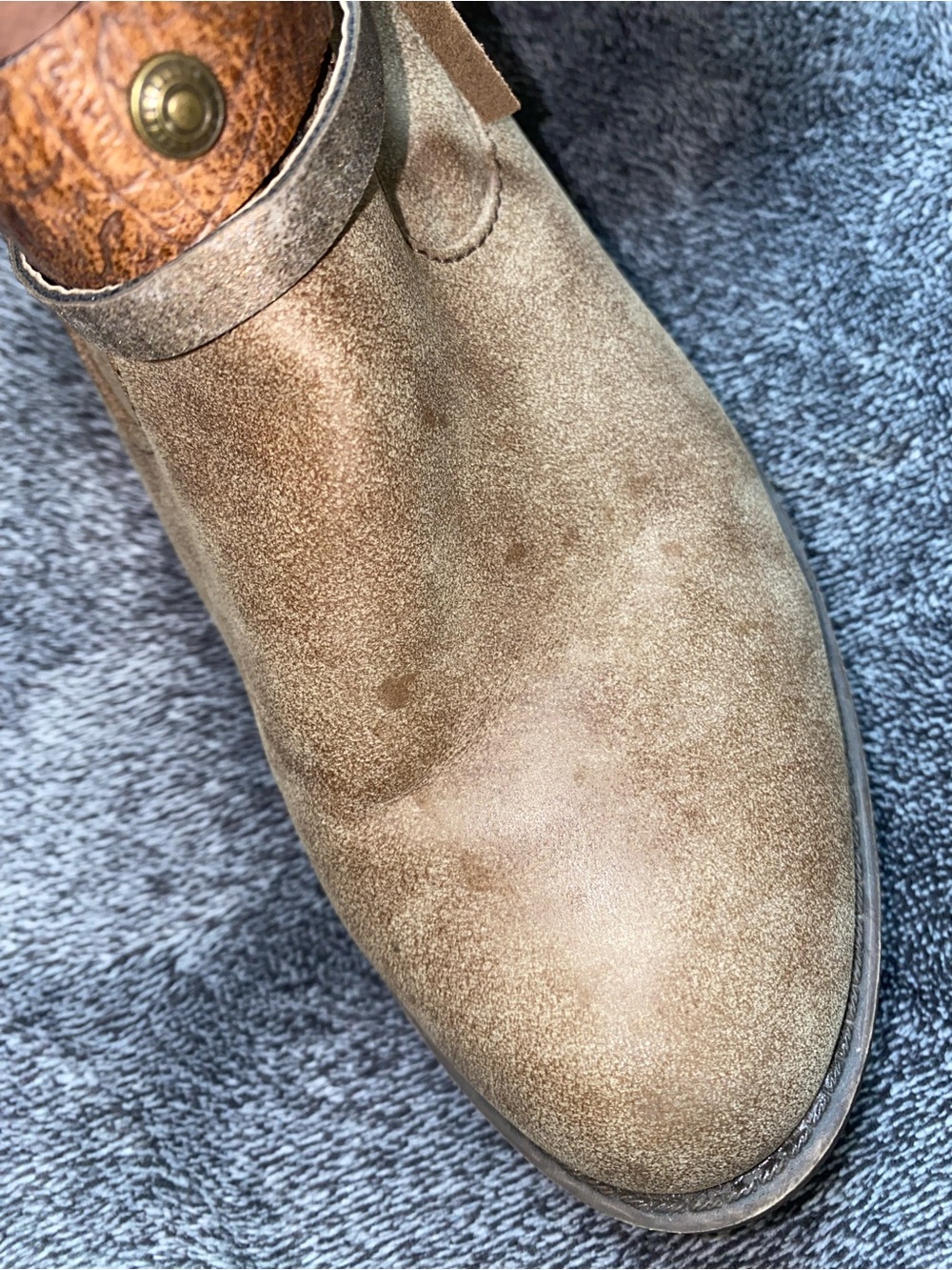 Maurices Tan Western Ankle Booties Size 9 Leather Detail Stacked Heel Boho - Picture 7 of 7